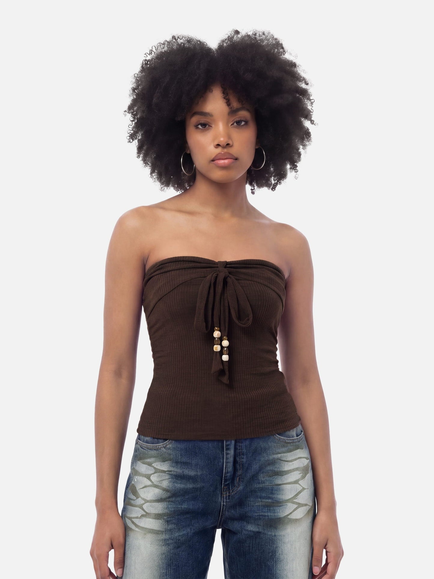 Aelfric Eden Ruched Tie Front Tube Top