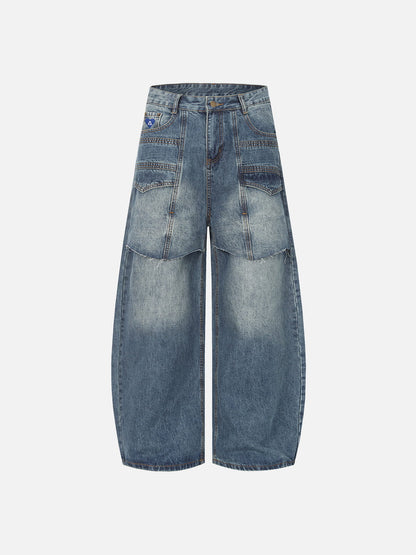 Aelfric Eden Washed Panel Baggy Barrel Jeans