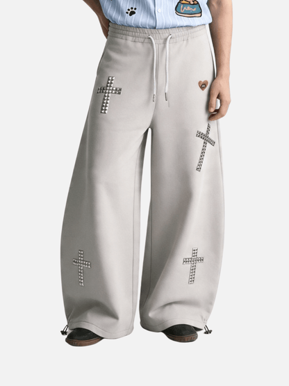 Aelfric Eden Studded Cross Baggy Barrel Sweatpants